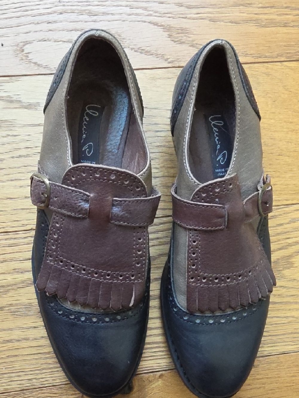 Women’s Two-Tone Leather Tassel Kiltie Slip-On Loafers - Brown/Gray - Picture 2 of 10
